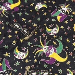 Karen Jarrar Mardi Gras Jesters Masks Cotton Fabric 1.3 Yards Black